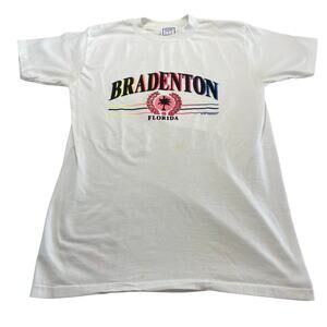 Vintage 90s Rainbow Bradenton, FL White Single Stitch T-Shirt, Sz L, Made in USA